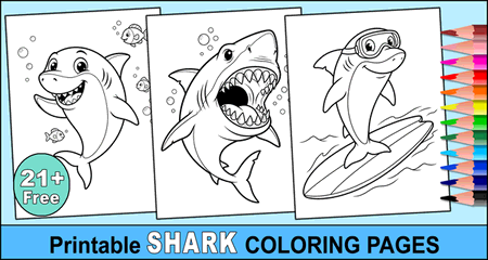 Shark Coloring Pages (Free Printable PDFs)