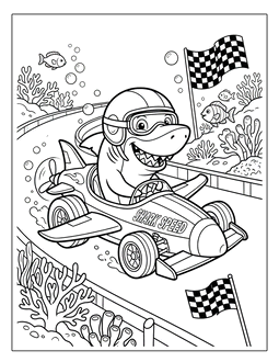 10. Printable shark racing coloring page for kids. Shark coloring page, shark coloring sheets, color, coloring page, shark, printable, free, book, pictures to color, easy, children, adult, print, download, pdf.