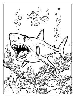 22. Fierce shark with big teeth. Shark coloring page, shark coloring sheets, color, coloring page, shark, printable, free, book, pictures to color, easy, children, adult, print, download, pdf.