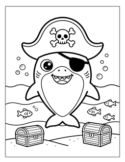 7. Pirate shark coloring page. Shark coloring page, shark coloring sheets, color, coloring page, shark, printable, free, book, pictures to color, easy, children, adult, print, download, pdf.