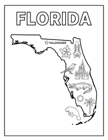 Florida coloring page, Florida coloring sheet, US, United States, free, printable, pattern, coloring pages, coloring sheet, outline, color, book, pictures to color, children, kids, adult, print, download, pdf.