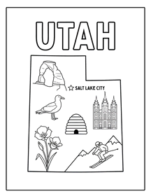 Utah coloring page, Utah coloring sheet, US, United States, free, printable, pattern, coloring pages, coloring sheet, outline, color, book, pictures to color, children, kids, adult, print, download, pdf.