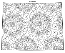 Wyoming coloring page, Wyoming coloring sheet, mandala, free, printable, pattern, coloring pages, coloring sheet, color, book, pictures to color, children, kids, adult, print, download, pdf.