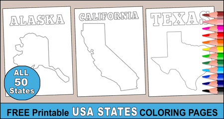 Printable USA States Outlines Coloring Pages & Sheets Printable USA States Outlines Coloring Pages & Sheets