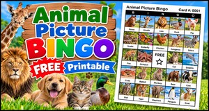 Animal Picture Bingo Cards