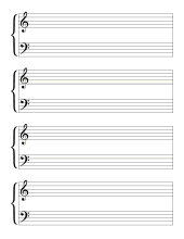 7. Blank piano sheet music. Grandstaff (4 systems). free, printable, staff paper, music, pdf, png, piano, guitar, print, download, sheet, templates.