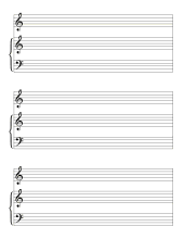 8. Printable blank staff paper. Piano voice treble clef. (3 systems) free, printable, staff paper, music, pdf, png, piano, guitar, print, download, sheet, templates.
