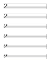 3. Free Blank sheet music. Bass clef (6 staves). free, printable, staff paper, music, pdf, png, piano, guitar, print, download, sheet, templates.