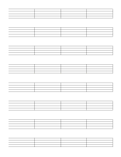 11.  Printable sheet music with bars. Blank (8 staffs). free, printable, staff paper, music, pdf, png, piano, guitar, print, download, sheet, templates.