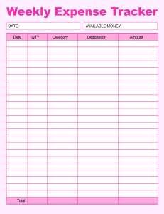Weekly Expense Tracker (Blank). Printable, free, budget planners, expense trackers, worksheets, expenses, income, savings, pdf, sheets, paper, print, download.