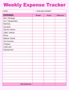 Weekly Expense Tracker (Pre-filled). Printable, free, budget planners, expense trackers, worksheets, expenses, income, savings, pdf, sheets, paper, print, download.