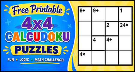 Free Printable 4×4 Calcudoku Puzzles (PDF Downloads) Free Printable 4×4 Calcudoku Puzzles (PDF Downloads)