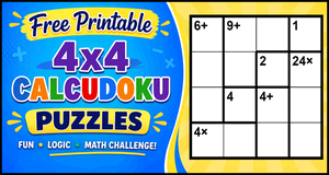 Printable 4x4 Calcudoku Puzzles