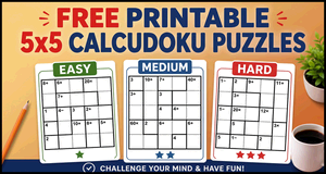Printable 5x5 Calcudoku Puzzles