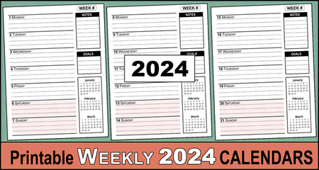 Free Printable 2024 Weekly Calendars for Easy Planning
