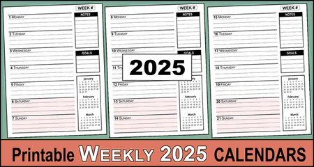 Free Printable 2025 Weekly Calendars for Easy Planning