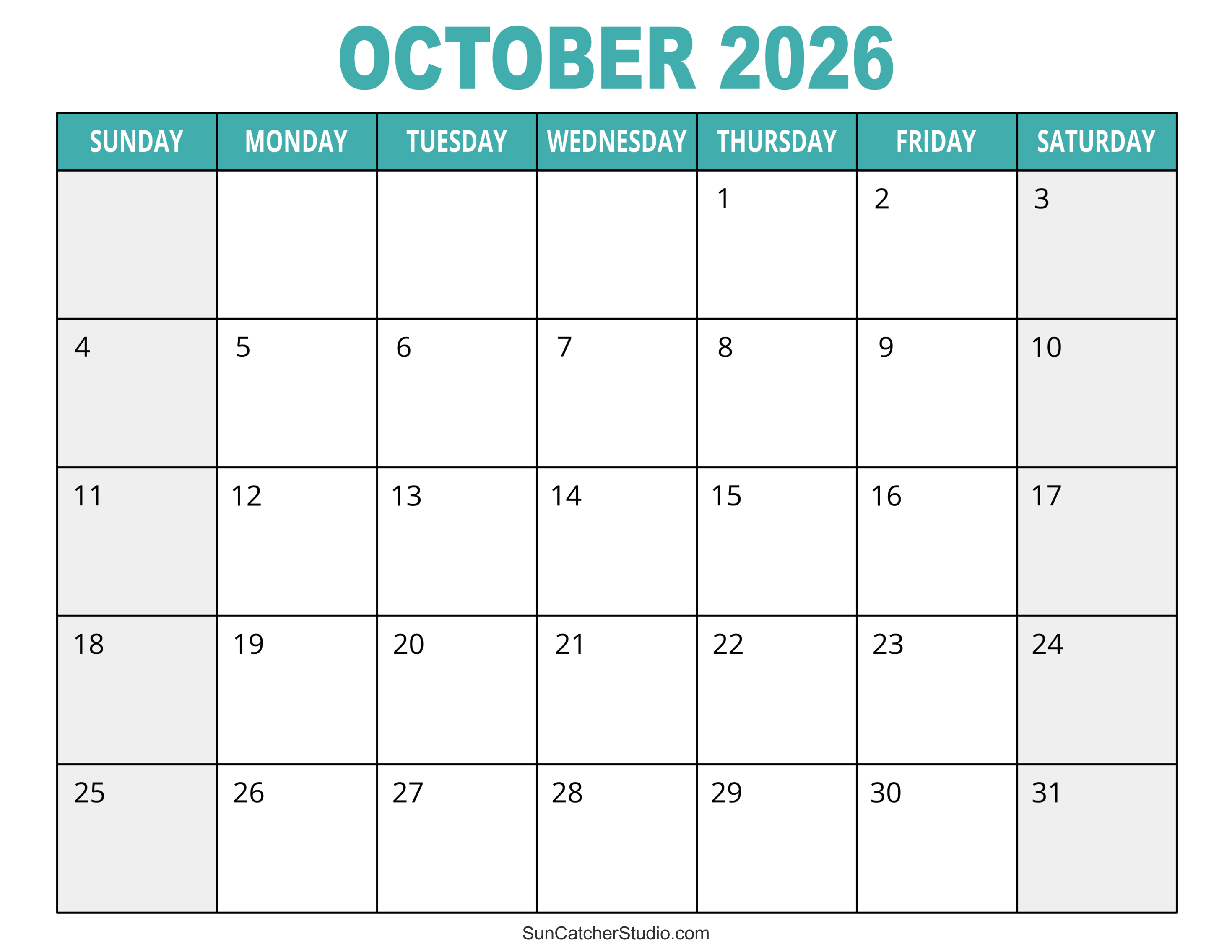 How Many Days Till October 2026 October 2026 Calendar free Printable 