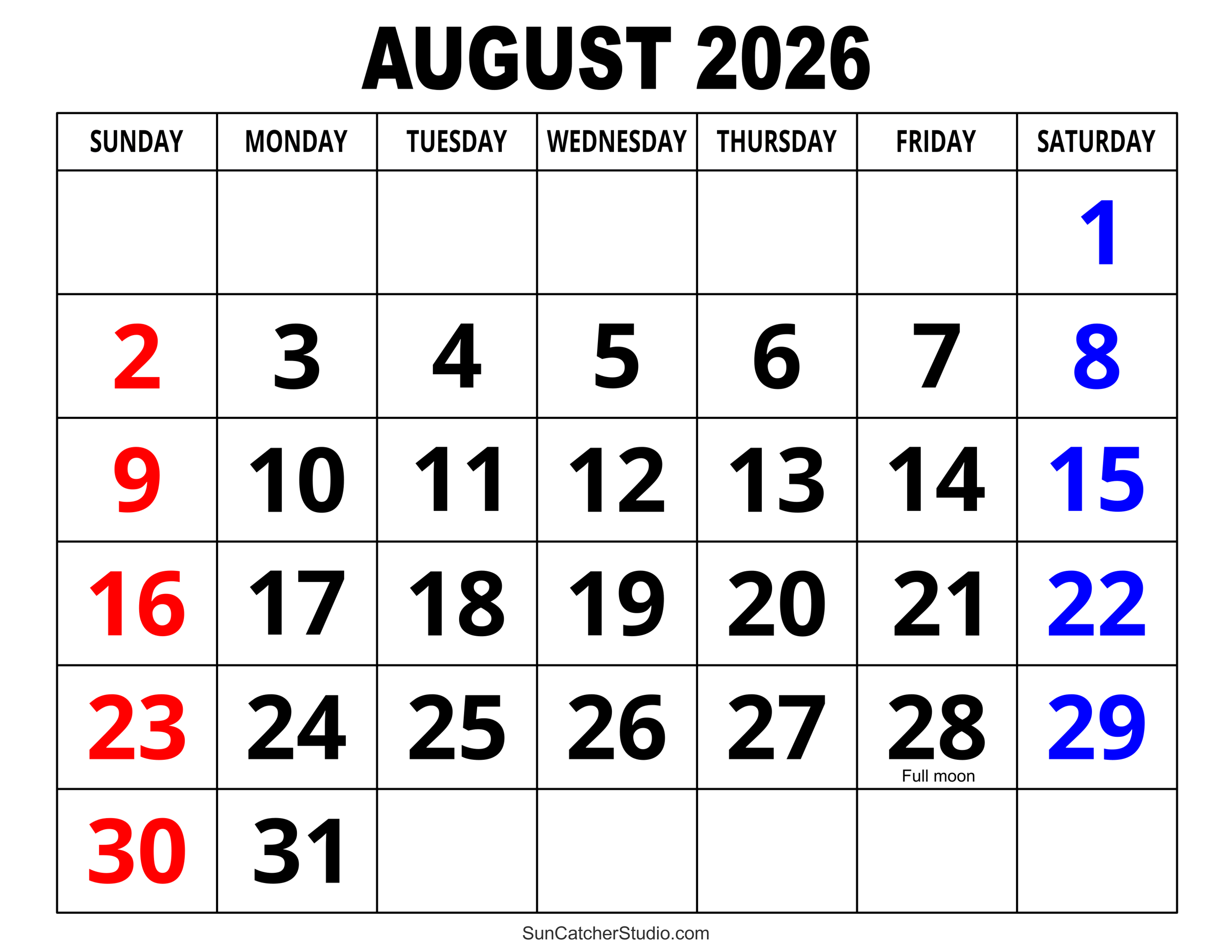 August 2026 Calendar Free Printable Free Printables Monograms August 2026 Calendar Free Printable Free Printables Monograms