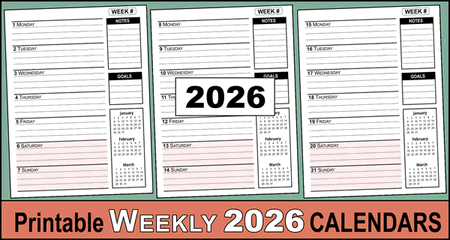 Free Printable 2026 Weekly Calendars for Easy Planning