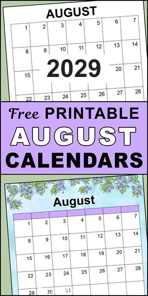 August 2029 printable calendar, free, DIY, monthly, blank, template, printable, PDF, PNG, print, download.