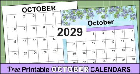 October 2029 Calendar (Free Printable)