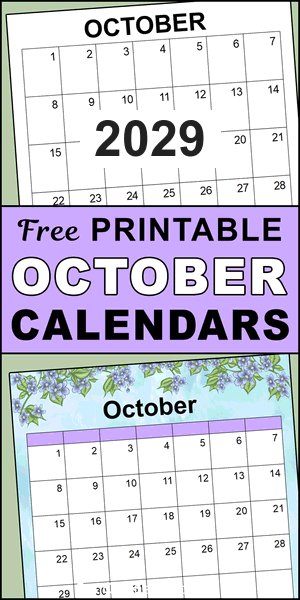 October 2029 printable calendar, free, DIY, monthly, blank, template, printable, PDF, PNG, print, download.