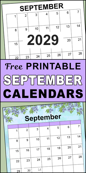 September 2029 printable calendar, free, DIY, monthly, blank, template, printable, PDF, PNG, print, download.