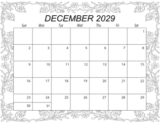 6. Free printable monthly calendar, December 2029, Landscape. Free, printable, monthly, calendar, pdf, png, print, download.
