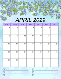 2. Printable monthly calendar, April 2029, Portrait. Free, printable, monthly, calendar, pdf, png, print, download.
