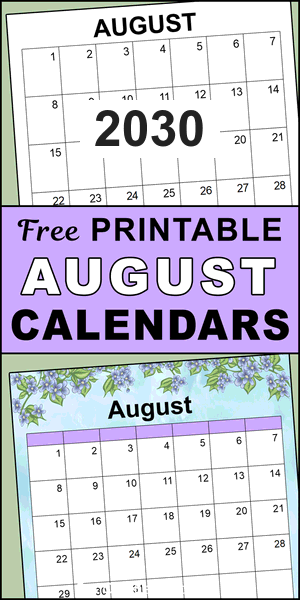August 2030 printable calendar, free, DIY, monthly, blank, template, printable, PDF, PNG, print, download.