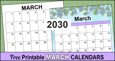 March 2030 Calendar (Free Printable)