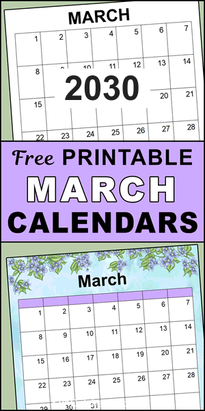 March 2030 printable calendar, free, DIY, monthly, blank, template, printable, PDF, PNG, print, download.