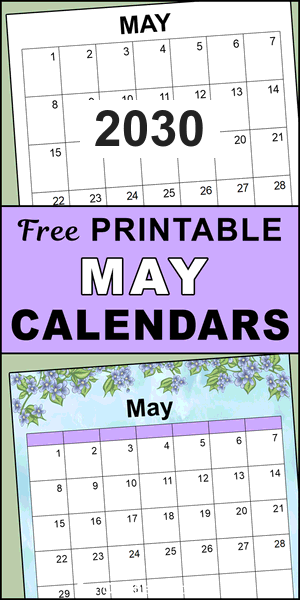 May 2030 printable calendar, free, DIY, monthly, blank, template, printable, PDF, PNG, print, download.