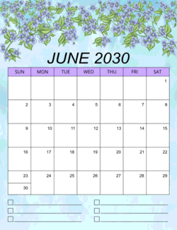 2. Printable monthly calendar, June 2030, Portrait. Free, printable, monthly, calendar, pdf, png, print, download.
