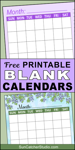Printable, blank calendar template, free, DIY, monthly, blank, PDF, print, download.