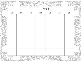12. Blank monthly calendar. Landscape. 6 rows. Free, printable, template, monthly, calendar, pdf, png, print, download.