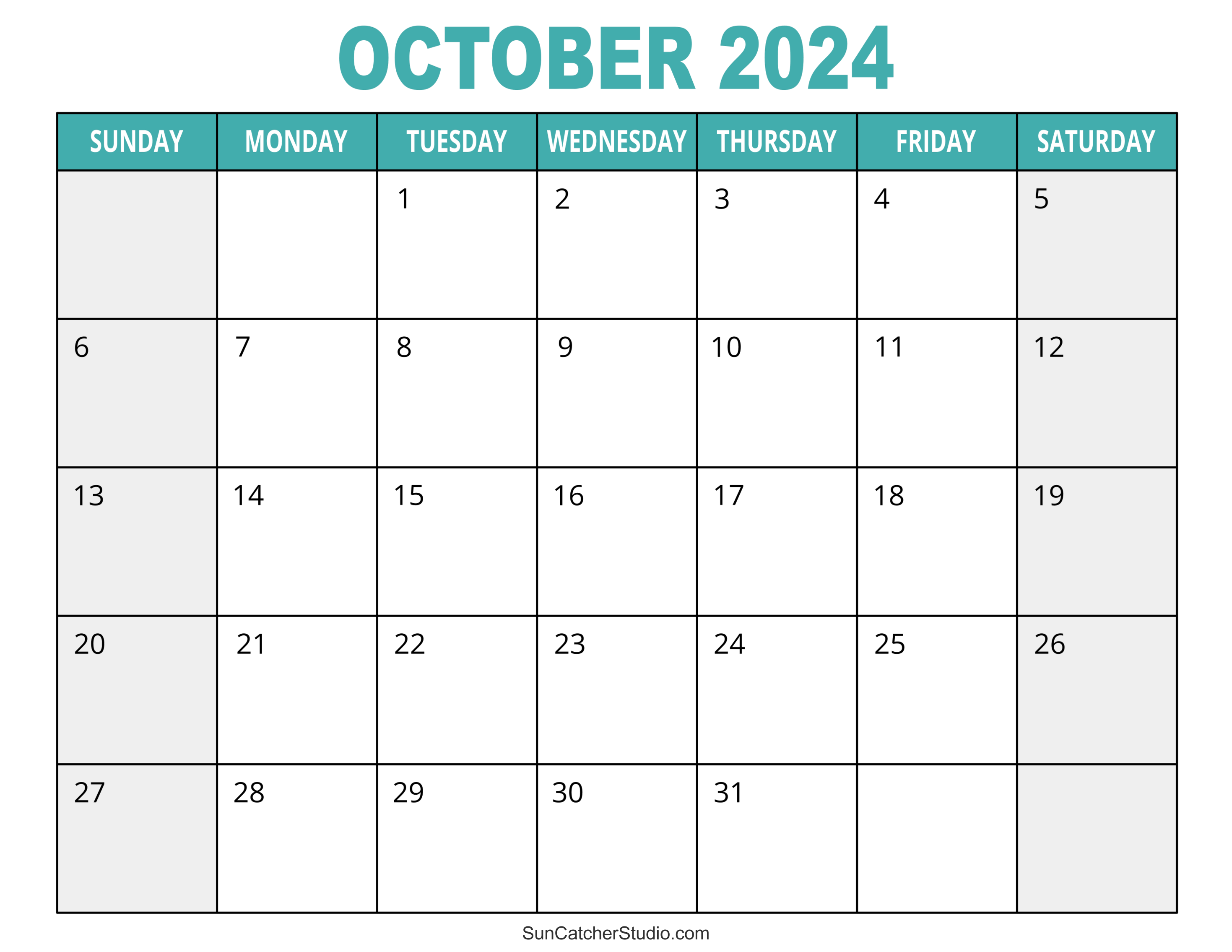 October 2024 Calendar (Free Printable) DIY Projects, Patterns