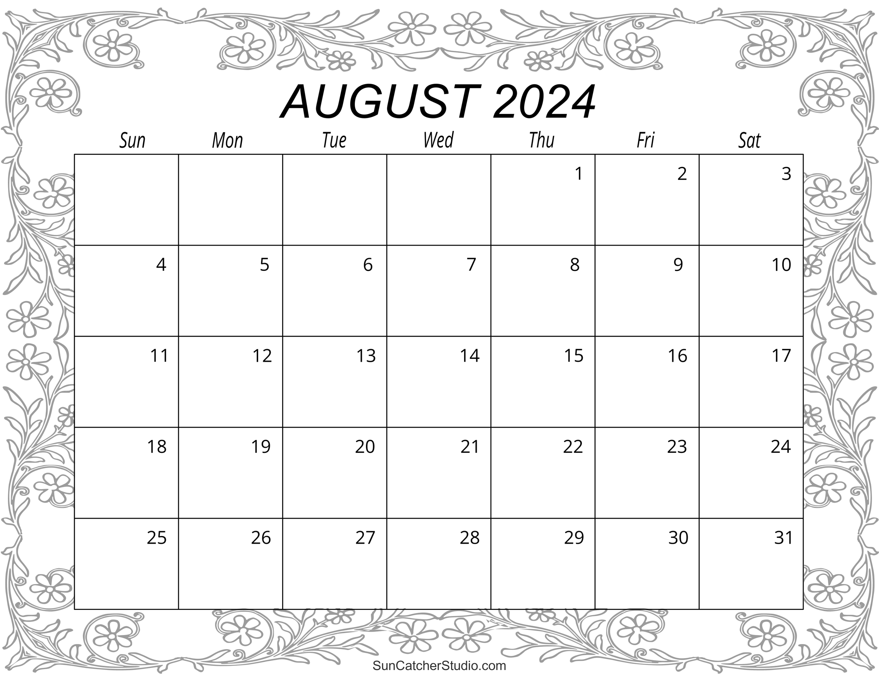 August 2024 Calendar (Free Printable) DIY Projects, Patterns
