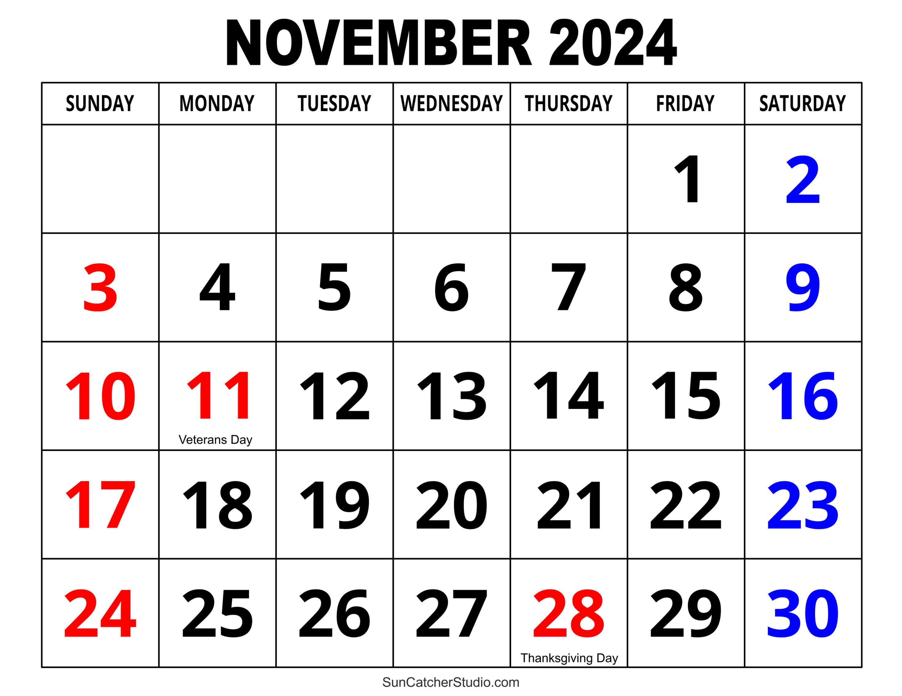 November 2024 Calendars (52 Free Printable PDFs)