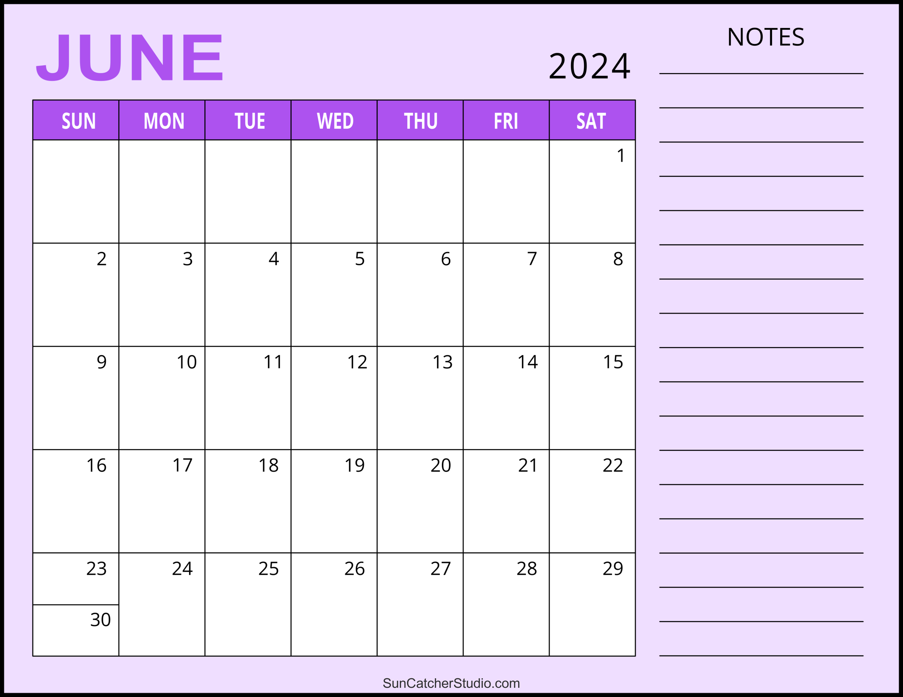 June 2024 Calendar (Free Printable) DIY Projects, Patterns, Monograms