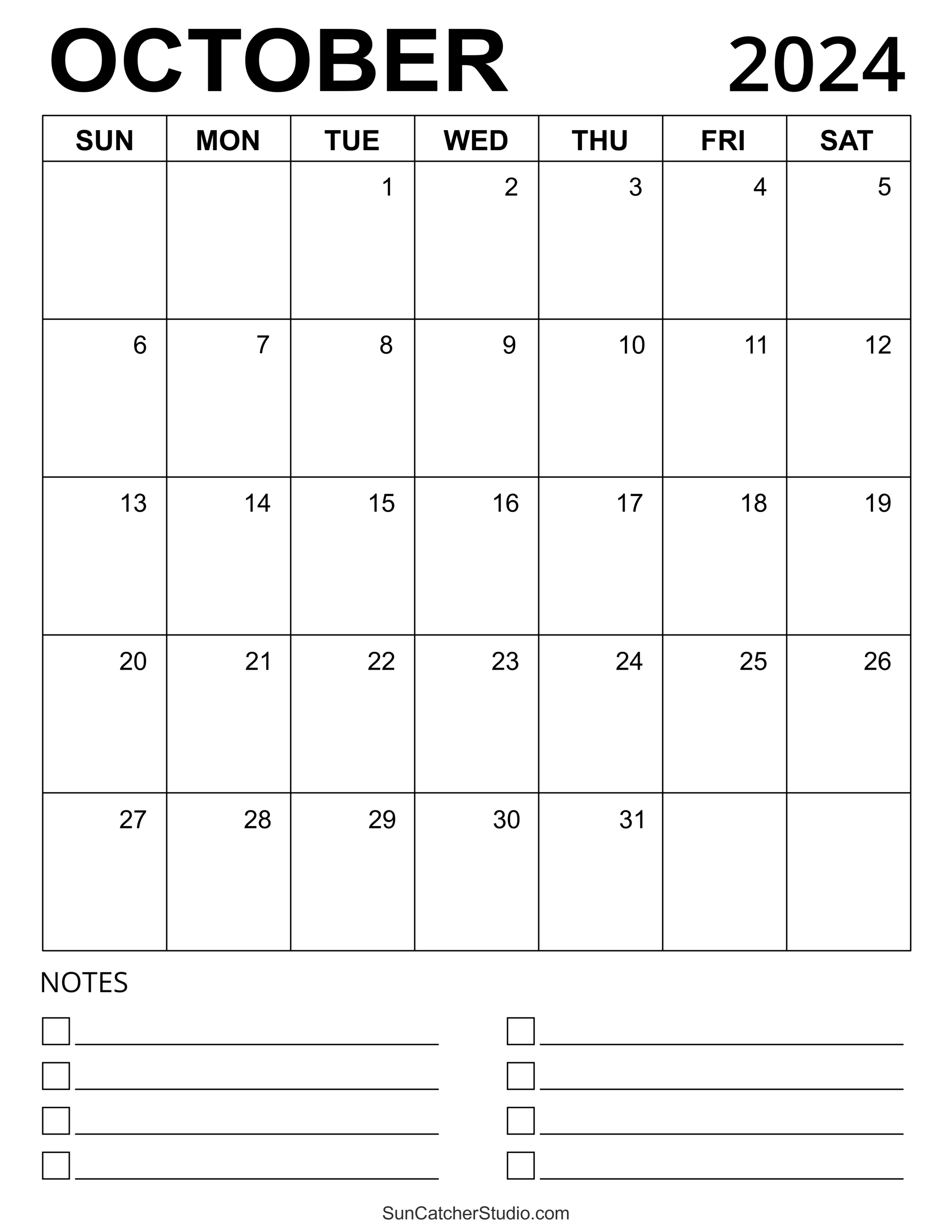 October 2024 Calendars - 50 FREE Printables