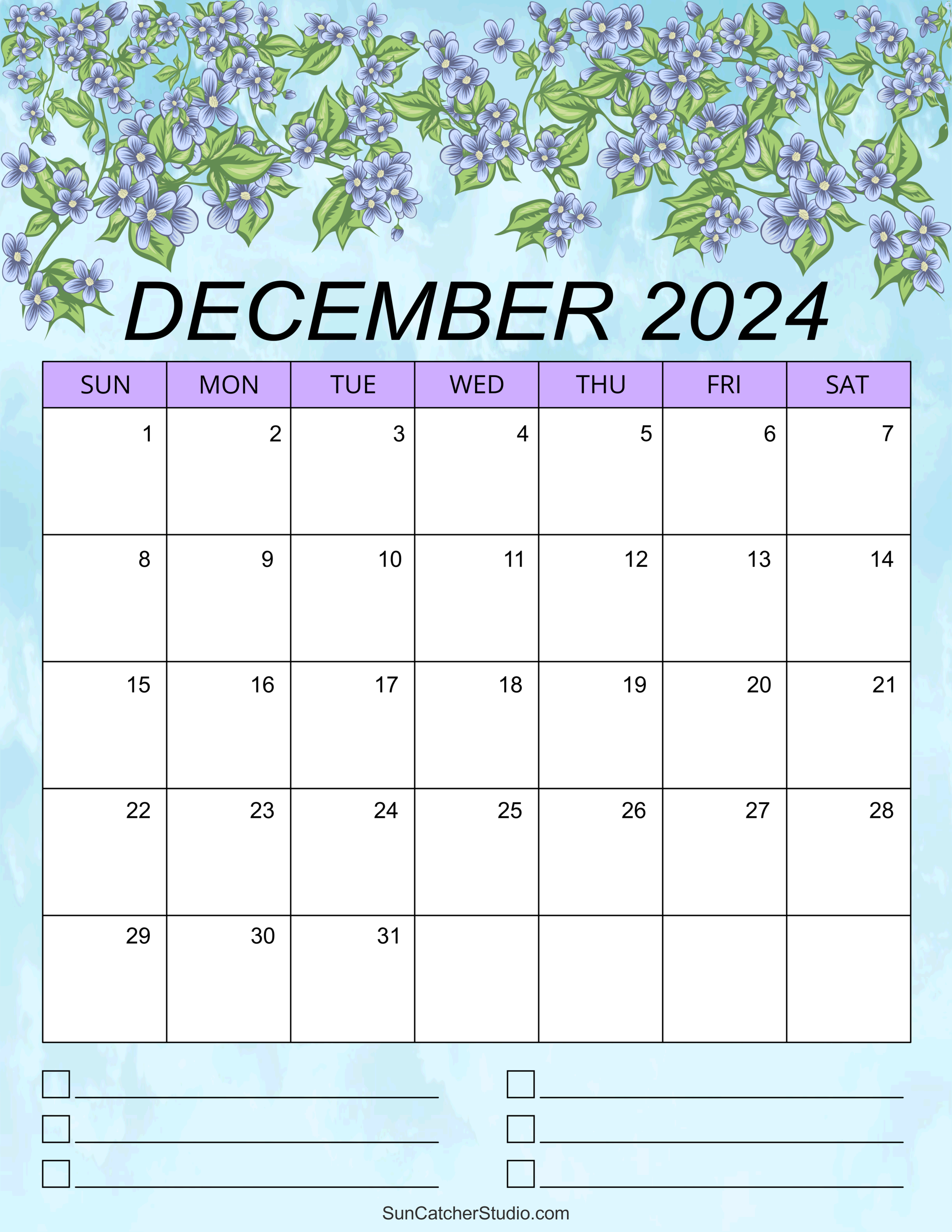 December 2024 Calendar (Free Printable) DIY Projects, Patterns