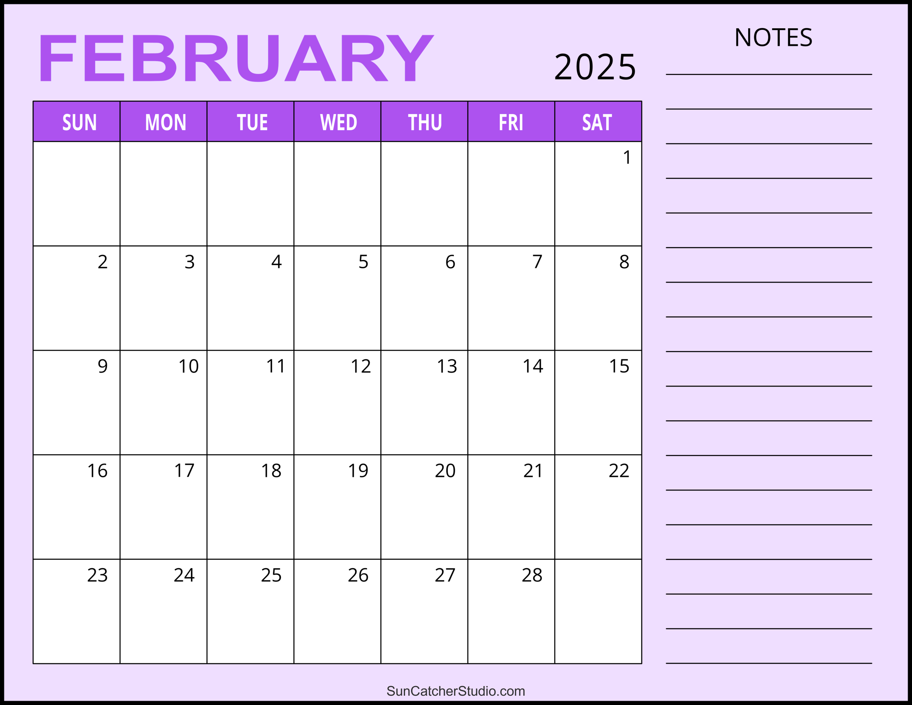 February 2025 Calendar (Free Printable) DIY Projects, Patterns