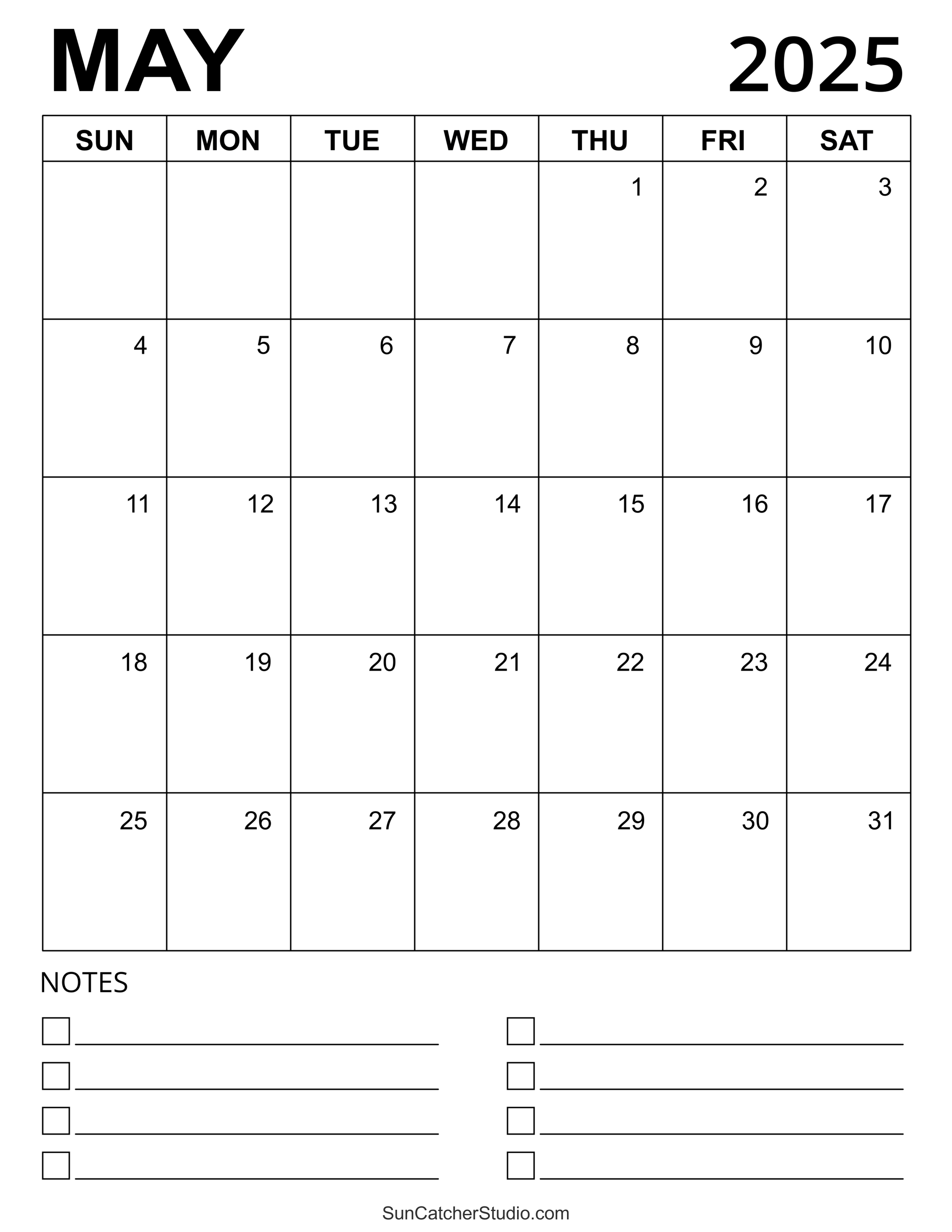 May 2025 Calendar (Free Printable) DIY Projects, Patterns, Monograms