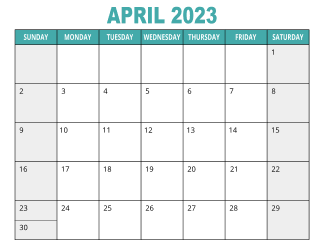 1. Free printable calendar, April 2023, Landscape. Free, printable, monthly, calendar, pdf, png, print, download.