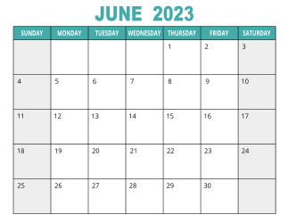 1. Free printable calendar, June 2023, Landscape. Free, printable, monthly, calendar, pdf, png, print, download.