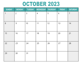1. Free printable calendar, October 2023, Landscape. Free, printable, monthly, calendar, pdf, png, print, download.