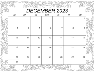 6. Free printable monthly calendar, December 2023, Landscape. Free, printable, monthly, calendar, pdf, png, print, download.