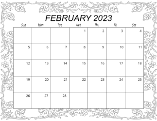 6. Free printable monthly calendar, February 2023, Landscape. Free, printable, monthly, calendar, pdf, png, print, download.