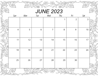 6. Free printable monthly calendar, June 2023, Landscape. Free, printable, monthly, calendar, pdf, png, print, download.